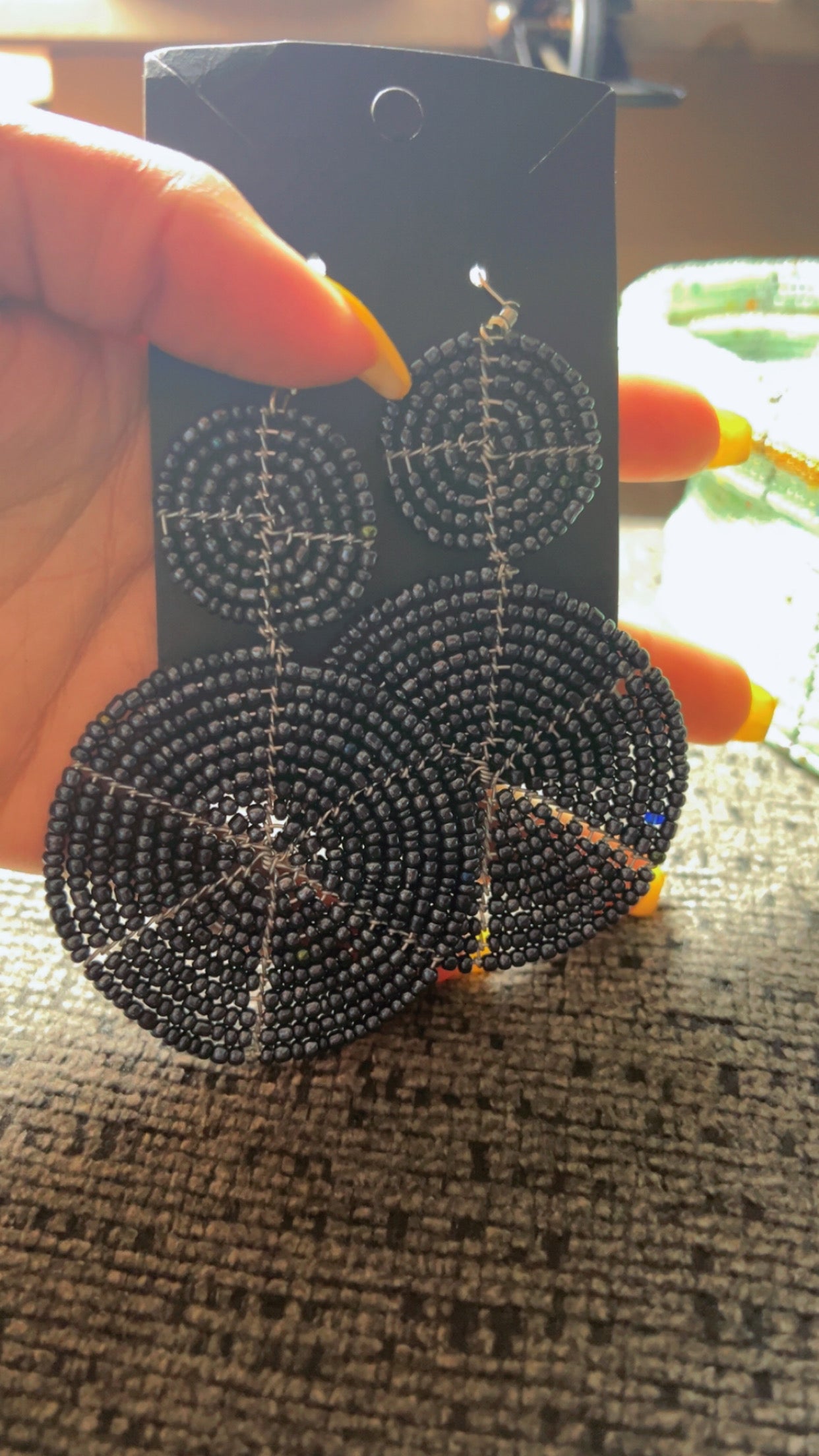 Navy blue beaded earrings