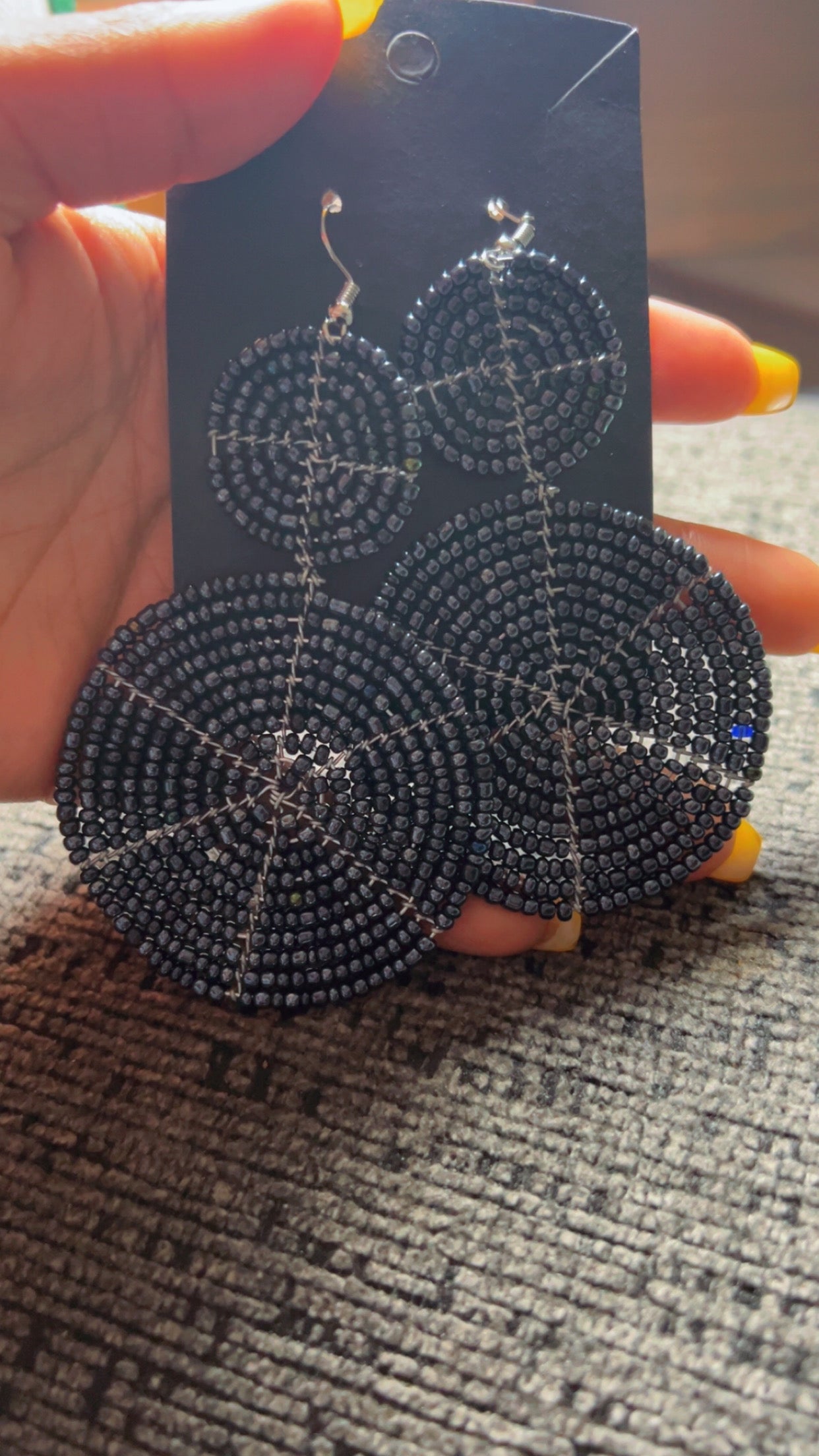 Navy blue beaded earrings