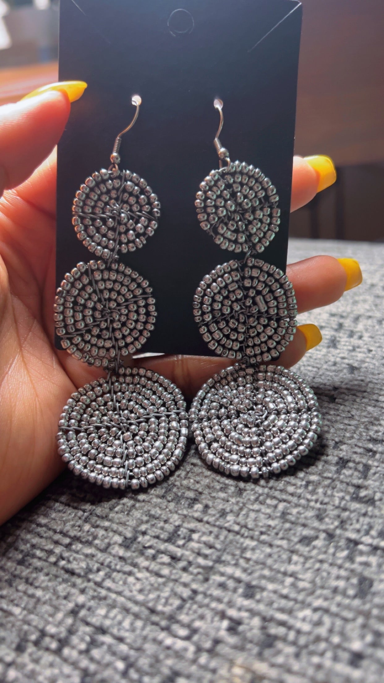Beaded silver earrings