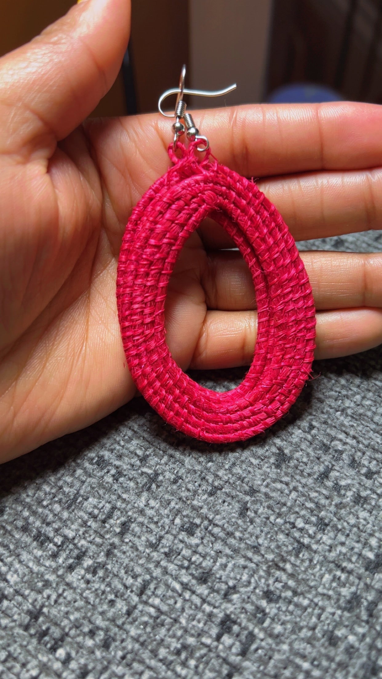 Red Woven Earrings