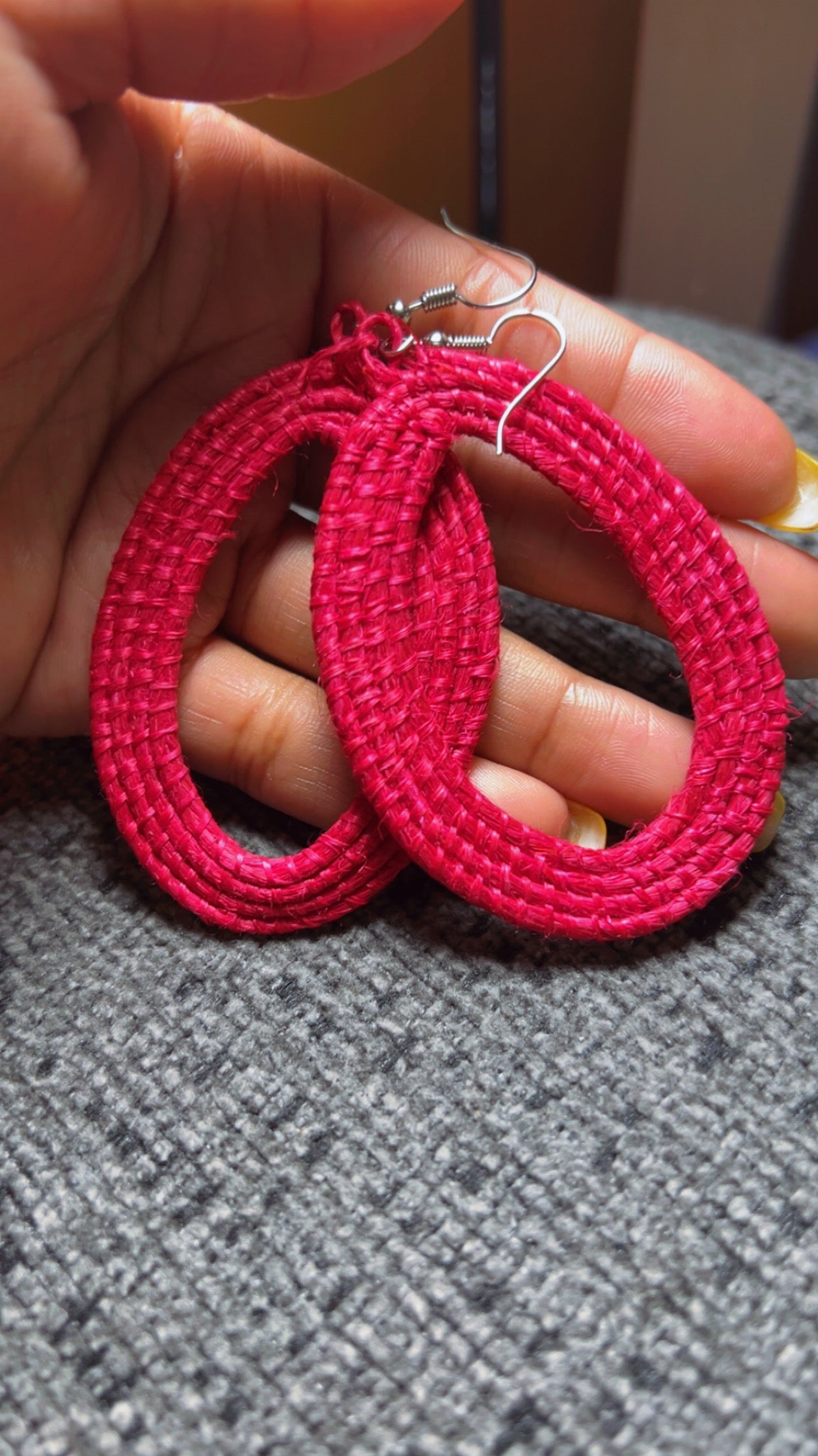 Red Woven Earrings